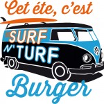 Le logo du nouveau burger Surf n' Turf de FrogPubs