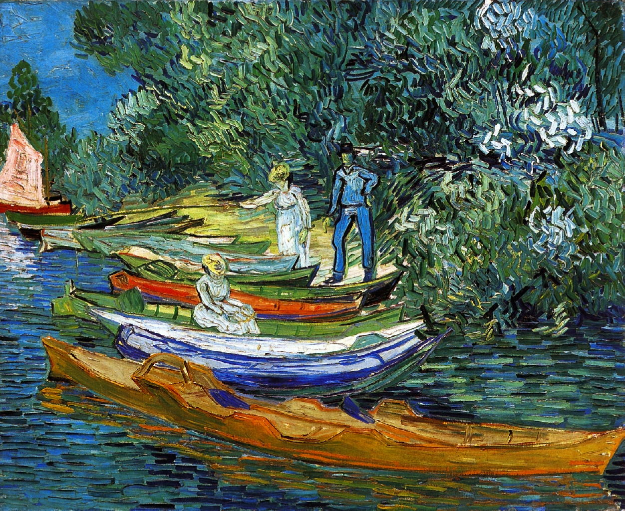 Van Gogh - Barques et figures au bord de l'Oise - 1890