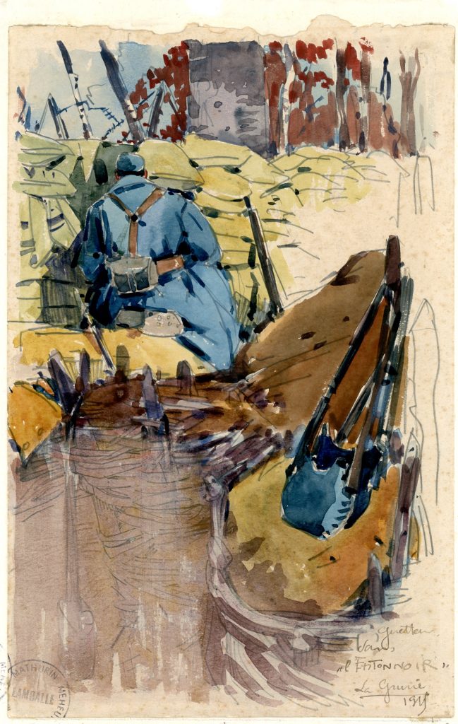 Mathurin Méheut, Guetteur dans l’entonnoir, la Gruerie 1915, Collection Musée Mathurin Méheut, Lamballe  © ADAGP, 2018