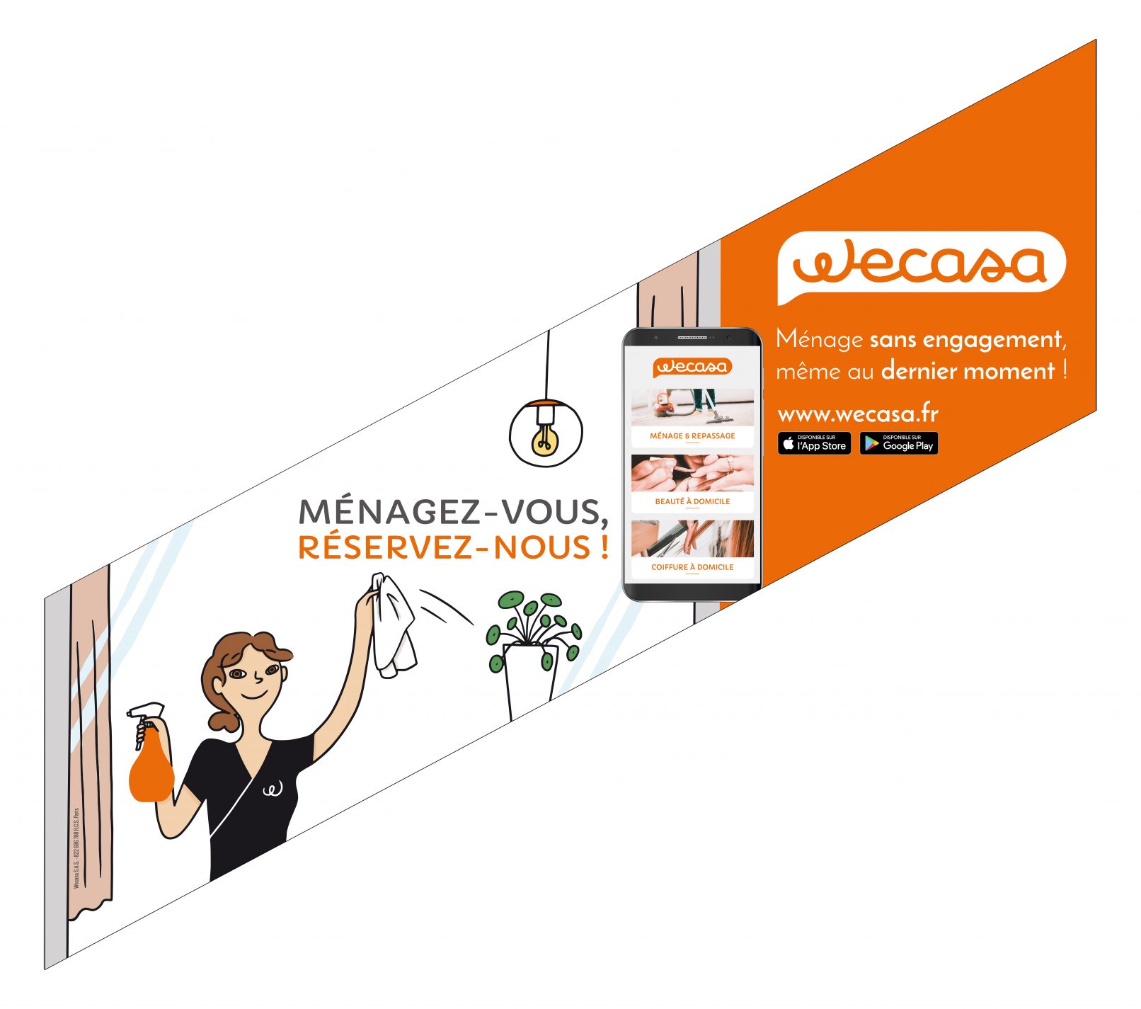 Un des visuels de la campagne d'affichage métro de Wecasa ménage