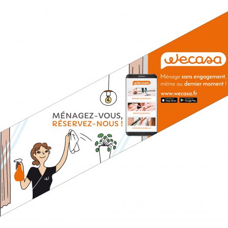 Un des visuels de la campagne d'affichage métro de Wecasa ménage