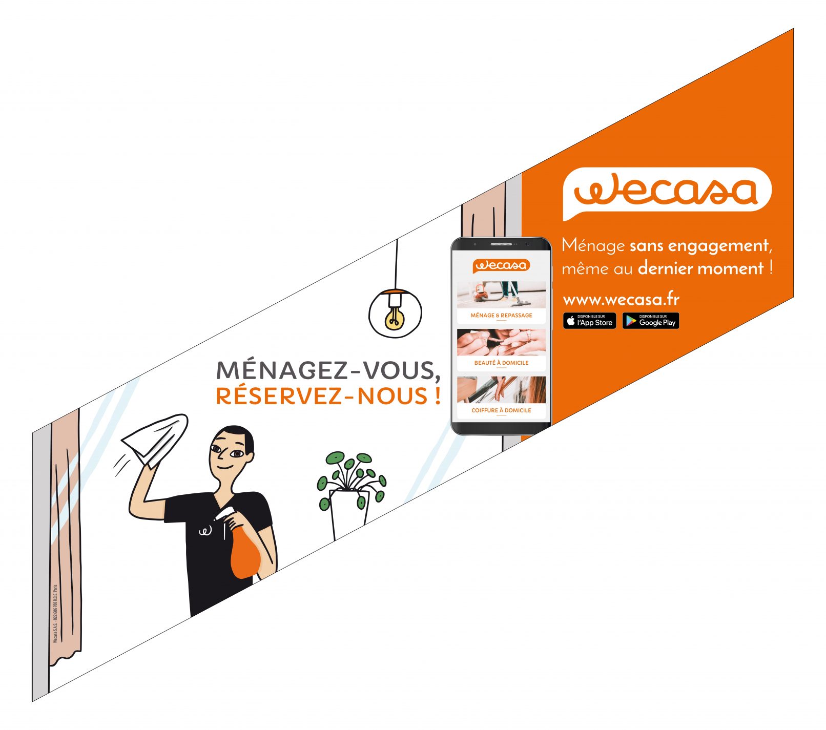 Un des visuels de la campagne d'affichage métro de Wecasa ménage